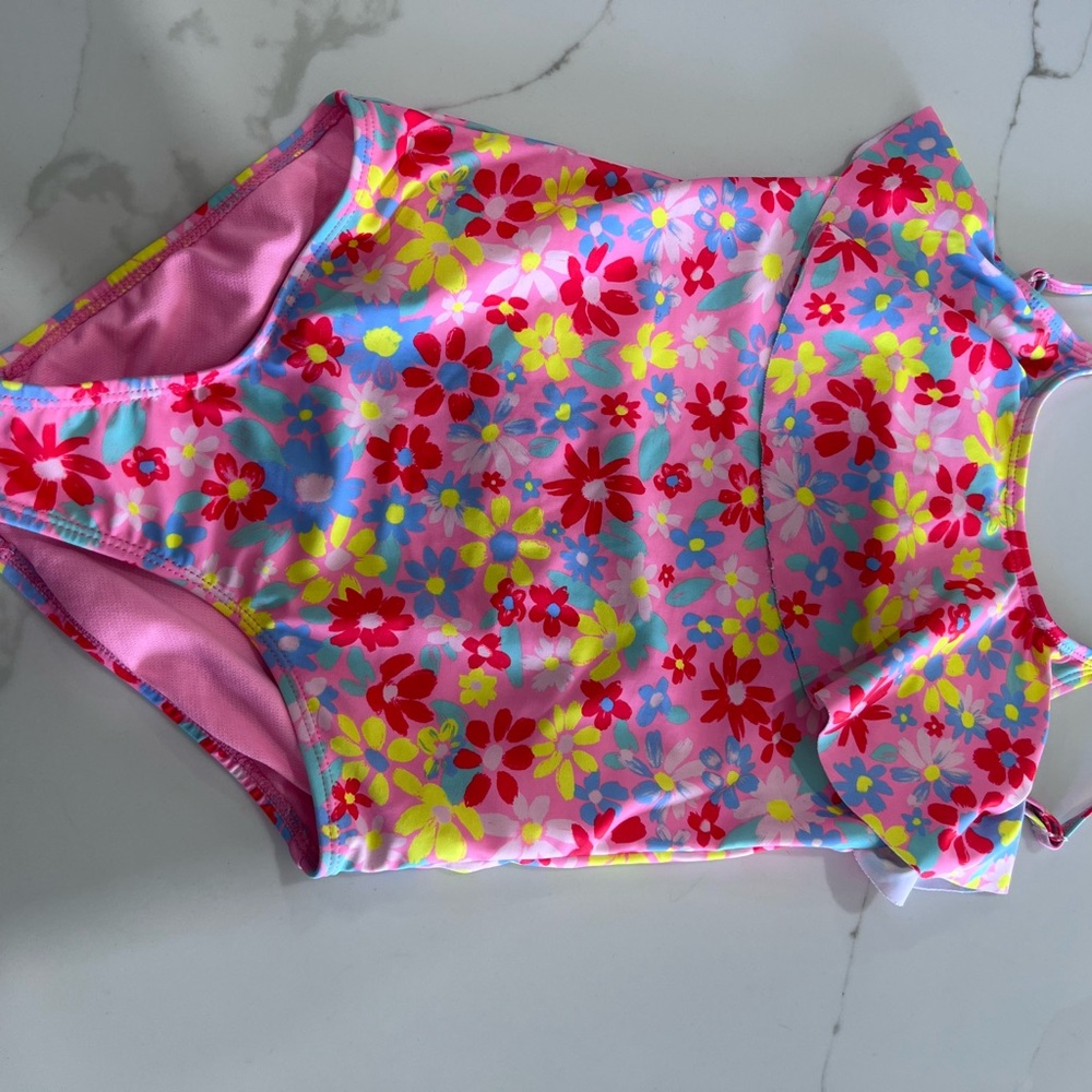 Cat & Jack Pink Floral Kids Swim One Piece